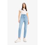 DeFacto Anna Skinny Fit Yüksek Bel Düz Paça Uzun Jean Taş Yıkama Pantolon, 34, D8181AX25SP, İndigo, Kadın