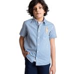 DeFacto Ayıcıklı Çizgili Poplin Gömlek Erkek Çocuk, 9-10 Yaş, H2947A826SM, Beyaz-WT34, Erkek Çocuk