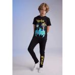 Defacto B5575 Siyah Erkek Çocuk Batman Pijama Takımı Kısa Kollu Üst Beli Lastikli Uzun Alt