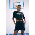 Defacto B9953 Siyah Defactofit Nba Brooklyn Nets Cropped Fit Bisiklet Yaka Kısa Kollu Tişört