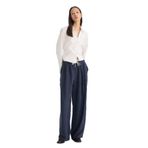DeFacto Baggy Fit Çift Cepli Normal Bel Standart Boy Tencel Pantolon, 42, G2870AX25AU, Lacivert-NV200, Kadın
