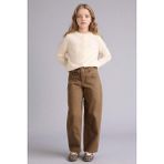 DeFacto Baggy Fit Gabardin Pantolon Kız Çocuk G7732A826SP - Bej-BG150 - 8 - 9 Yaş