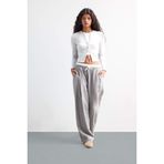 DeFacto Baggy Fit Normal Bel Akışkan Kumaş Pantolon, 40, F9743AX25HS, Gri, Kadın