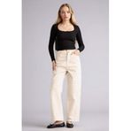 DeFacto Baggy Fit Normal Bel Standart Boy Gabardin Pantolon, 36, G9492AX26SP, Beyaz-WT81, Kadın