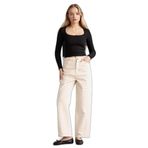 DeFacto Baggy Fit Normal Bel Standart Boy Gabardin Pantolon, 40, G9492AX26SP, Beyaz-WT81, Kadın
