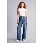 DeFacto Baggy Fit Yüksek Bel Düz Paça Uzun Jean Pantolon, 36, H1165AX26SM, Mavi-NM34, Kadın