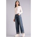 DeFacto Baggy Fit Yüksek Bel Katlamalı Paça Jean Pantolon, 34, F9599AX26SP, Mavi-NM34, Kadın