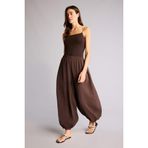 DeFacto Balloon Fit Beli Lastikli Düz Paça Modal Pantolon, 34, H3128AX26SM, Kahve-BN468, Kadın