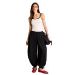 DeFacto Balloon Fit Beli Lastikli Düz Paça Modal Pantolon, 36, H3128AX26SM, Siyah-BK81, Kadın
