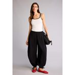 DeFacto Balloon Fit Beli Lastikli Düz Paça Modal Pantolon, 40, H3128AX26SM, Siyah-BK81, Kadın