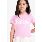 DeFacto Barbie Fitted Bisiklet Yaka Ribana Kısa Kollu Tişört Kız Çocuk, 7/8 Yaş (128cm), E2614A825SM, Pembe, Kız çocuk
