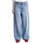 DeFacto Barrel Fit Normal Bel Uzun Jean Yıkamalı Pantolon, 40, H1217AX26SP, Mavi, Kadın