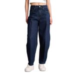 DeFacto Barrel Fit Yüksek Bel Bilek Boy Jean Pantolon, 38, H1871AX26SM, Mavi-NM82, Kadın