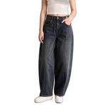 DeFacto Barrel Fit Yüksek Bel Bilek Boy Jean Yıkamalı Pantolon, 36, H0135AX26SP, Mavi-NM34, Kadın