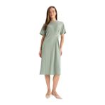 DeFacto Basic Bürümcük Midi Elbise, 2XL, E7330AX25SM, Yeşil-GN1107, Kadın