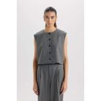 DeFacto Basic Düğmeli Blazer Yelek E0571AX24AU - 34 - Antrasit-AR220