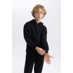 DeFacto Basic Düz Kapüşonlu Sweatshirt Erkek Çocuk B7773A8NS - 9 - 10 Yaş - Siyah-BK81