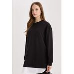 Defacto Basıc Sweatshirt Tunik, S, A9529AX25SP, Siyah, Kadın