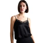 DeFacto Basic V Yaka Saten Askılı Bluz Siyah, XS, E0214AX24WN, Siyah-BK81, Kadın