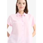 DeFacto Basıc Viskon Gömlek Pembe Kısa Kollu Regular Fit, XS, N7819AZ25SP, Pembe-PN47, Kadın