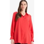 DeFacto Basic Viskon Gömlek Tunik D7352AX25SP - Kırmızı-RD63 - XL