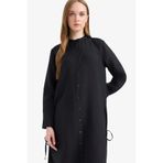 DeFacto Basıc Yanları Bağcıklı Tesettür Gömlek Tunik, S, F2182AX25SMBK81-1013002, Siyah, Kadın