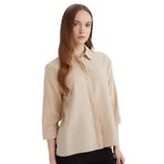 DeFacto Basic Yarım Kollu Gömlek, 2XL, E4987AX25SP, Bej-BG352, Kadın