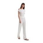 DeFacto Beli Lastikli Basıc Bürümcük Pantolon, XL, 3191312, Ekru, kadın
