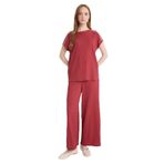 DeFacto Beli Lastikli Düz Paça Bürümcük Pantolon, S, F6166AX25SM, Bordo-BR188, Kadın