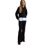 DeFacto Beli Lastikli Flare Fit Triko Pantolon Kız Çocuk, 13-14 Yaş, F3823A825WN, Siyah-BK81, Kız çocuk