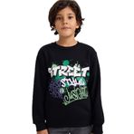 DeFacto Bisiklet Yaka Baskılı İçi Yumuşak Tüylü Sweatshirt Erkek Çocuk, 8-9 Yaş, G5559A825CW, Siyah-BK81, erkek-çocuk