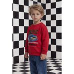 DeFacto Bisiklet Yaka Baskılı Sweatshirt Erkek Bebek, 4-5 Yaş, G6139A526SP, Kırmızı-RD79, erkek-bebek