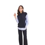 DeFacto Bisiklet Yaka Çizgili Gömlek Görünümlü Sweatshirt Tunik Lacivert M