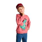 DeFacto Bisiklet Yaka Dinozor Baskılı İçi Yumuşak Tüylü Sweatshirt Erkek Bebek, 9-12 Ay, F4531A525AU, Bordo-BR116, erkek-bebek