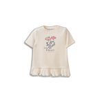 DeFacto Bisiklet Yaka Floral Fitilli Kaşkorse Uzun Kollu Tişört Kız Bebek, 9-12 Ay, H3000A526SM, Beyaz-WT47, Kız bebek