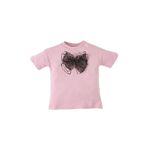 DeFacto Bisiklet Yaka Kurdele Baskılı Kısa Kollu Tişört Kız Bebek, 18-24 AY, E5464A525SM, Pembe-PN86, Kız bebek