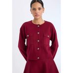 Defacto Bisiklet Yaka Triko Hırka, 2XL, E5562AX24CW, Bordo-BR467, Kadın, XXL