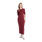 DeFacto Bodycon Fitilli Kaşkorse Maxi Elbise, XS, D8623AX24AU, Bordo-BR248, Kadın
