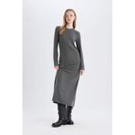 DeFacto Bodycon Maxi Elbise Antrasit, XS, D3373AX24WN, Antrasit-AR104, Kadın