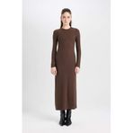 DeFacto Bodycon Maxi Elbise Kahve, XS, D3373AX24WN, Kahve-BN322, Kadın