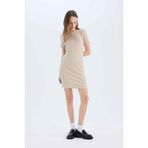 DeFacto Bodycon Mini Elbise Bej, L, E7231AX25SP, Bej-BG106, Kadın