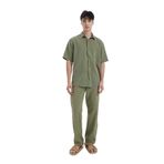 DeFacto Bol Rahat Kesim Wide Leg Yazlık Keten Pantolon, 34, C2727AX24SM, Haki-KH373, Erkek