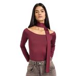 DeFacto Bordo Kayık Yaka Şal Detaylı Fitted T-Shirt, XL, G8086AX26SP, Bordo-BR467, Kadın