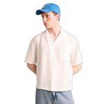 DeFacto Boxy Fit Apaş Yaka Krinkıl Kumaş Kısa Kollu Gömlek, S, H2591AX26SM, Ekru-ER105, Erkek
