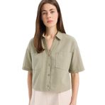 DeFacto Boxy Fit Basic Kısa Kollu Gömlek, XS, V2523AZ25SP, Haki-KH461, Kadın