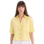 DeFacto Boxy Fit Basic Kısa Kollu Gömlek, XS, V2523AZ25SP, Sarı-YL118, Kadın