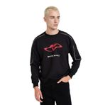DeFacto Boxy Fit Baskılı Sweatshirt, M, F8660AX26SP, Siyah-BK81, erkek