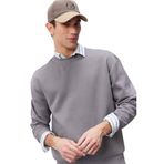 DeFacto Boxy Fit Bisiklet Yaka Basic Düz Pike Sweatshirt, M, E1519AX25SP, Gri-GR206, erkek