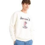 DeFacto Boxy Fit Bisiklet Yaka Baskılı Sweatshirt, L, F4326AX25WN, Ekru-ER140, erkek