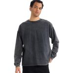 DeFacto Boxy Fit Bisiklet Yaka Baskılı Sweatshirt, S, G4354AX25WN, Antrasit-AR148, erkek